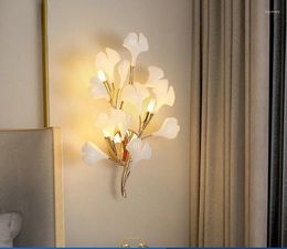 Wall Lamp Bedroom Bedside Creative Art Ginkgo Leaf Living Room Background LED Light Luxury Corridor Lamps