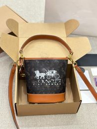 Women's carriage pattern print DAKOTA bucket bag fashion shoulder bag Tote designer handbag shopping bag wallet luxury cross body bag Neonoe