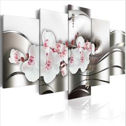 Beautiful orchidNo Frame5PCS Set Sell Beauty of Orchid Modern Home Wall Decor Painting Canvas Printing Art HD Print Painting330m