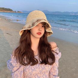 Berets Folding Straw Hat Women's Summer Outing Sun Visor Holiday Cool Seaside Beach Tide Hats