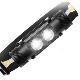 H25S Headlamp 18650 Headlight Dual Luminus SST40 LED 1200lm USB Rechargeable Outdoor Tactical Working Lamp 240227