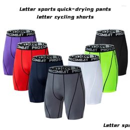 Motorcycle Apparel Letter Cycling Shorts Mens Sports Quick Drying Underwear Anti Wear Leg Fitness Fit Compression Training Flat Angle Otpqe