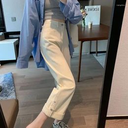 Women's Jeans Apricot Trousers Blue Cropped Pants For Women Pipe And Capris High Waist S With Pockets Womens A Emo Clothes Streetwear