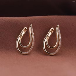 Dangle Earrings Dckazz Graceful Curve Fashion 585 Rose Gold Colour Crystal Personality Drop For Woman Trend Party Jewellery