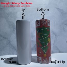 Local Warehouse 20oz Sublimation Straight Tumblers With Seal Lids & Plastic Straws Heat Transfer Blank White & Silver Vacuum Insul277y