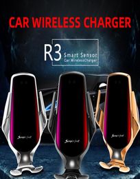 Original R3 Car Wireless Charger 10W Fast Charging Automatic Clamping Phone Holder Car Air outlet Holder For iphone Samsung with b7434867