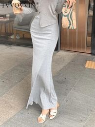 TVVOVVIN Korea Women Tight Giant Figure Elegant Sexy High Waist Wrap Hip Fishtail Skirt Long Skirts Fashion Korean Sexy AEPQ240311