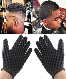 Magic Hair Curling Sponge Gloves Barbers Styling Tool Black Small Holes Wave Curl Brush Single Side For Right Hand2790018