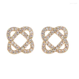 Stud Earrings Zircon Clover For Women Luxury Fashion Brand Geometric Small Earings Cute Jewellery Z357