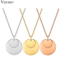 Pendant Necklaces VQYSKO Coin Custom Initial Disc Necklace Plain Circle Charm Minimalist Jewelry Gifts For Her