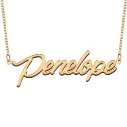 Penelope Name Necklace Custom Nameplate Pendant for Women Girls Birthday Gift Kids Best Friends Jewelry 18k Gold Plated Stainless Steel