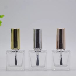 10ml Nail Polish Bottle with Brush, Empty Refillable Cosmetic Sample Bottle, Clear Glass Bottle