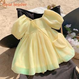 Girl Dresses Bear Leader Girls Summer Dress Fashion Puff Sleeve Sweet Cute Princess Party Children Clothing With Love Bag Suit