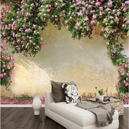 3D Wall Mural Wallpaper Rose Background Wall Decor Living Room Bedroom TV Background Wallcovering for Walls 3 D Flower Murals239y