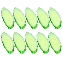 Party Decoration 10 Pcs Simulation Cucumber Slice Models Lifelike Shop Po Props Artificial Green Vegetable Pvc False Slices Child Restaurant