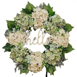 Decorative Flowers Arrangement Background Decor Hydrangea Wreath Silk Front Door Green Hello Plastic Baby Shower