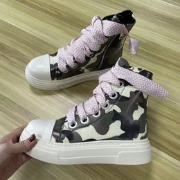 camouflage high-top flats trainers ladies skate board shoes ankle boots women clunky sole designer casual sneakers