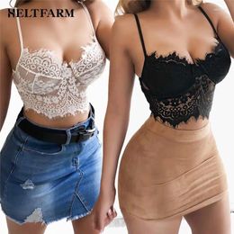 Bras Sexy Women Lace Padded Bra Crop Tops Summer Strappy Bustier Bralette Corset Vest