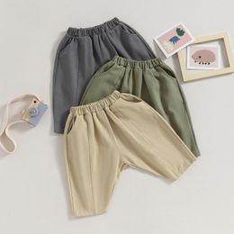 Trousers Summer Kids Toddler Boys Girls Harem Pants Casual Elastic Waist Solid Colour Long Clothes