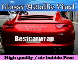 Premium Glossy Red Metallic Vinyl Blood Cherry red Gloss Car Wrapping Film With Air channel sticker covers Size 15220MRoll 5f7253051