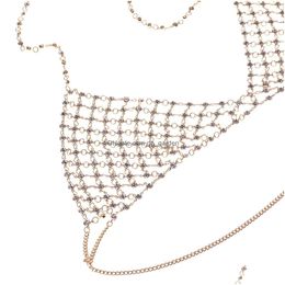 Belly Chains Idealway Y Crystal Rhinestones Body Jewellery Fashion Bikini Chain Necklace Hollow Out Underwear Bra Design Summe Dhgarden Dhhi5