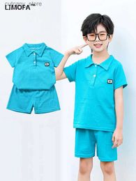 T-shirts LJMOFA Summer Baby Kids Clothes Sets Polo Short Sleeve Suit T-shirt + Shorts 2Pcs Tank Tops Kids Clothes Casual Outfits D424 L240311