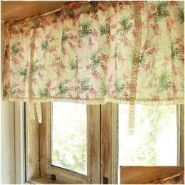 Curtain Drapes Short Curtains For Kitchen Window Flower Print Lace Decor Farm House Cabinet Er Rustic American Style Drop Delivery Hom Otaxw