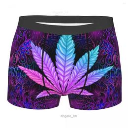 Underpants Mens Boxer Shorts Panties Neon Purple Leaves Polyester Underwear Leaf Male Humor Boxers