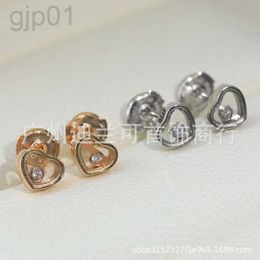 Desginer chopard jewelry Seiko High Edition S925 Pure Silver Xiao Family Single Happy Diamond Love Heart 18k Rose Gold Earrings Female