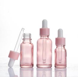 10ml 20ml 30ml Pink Glass Dropper Bottle Essential Oil Liquid Reagent Pipette Bottles Cosmetics Packaging Containers1189381
