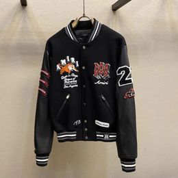 Tiger Varsity Jacket varying patches wool blend letter applique embroidery tiger leather sleeve baseball uniform baseball jacket 240309