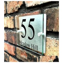 Other Door Hardware 100140Mm Customised Transparent Acrylic House Number Plaques Sign Plates Signs With Aluminium Plastic Backing Drop Dhgf5