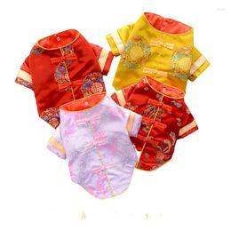 Dog Apparel Chinese Year Costume Tang Suit Cheongsam Spring Festival Pet Clothes Clothing Coat Outfit Garment Poodle Costumes