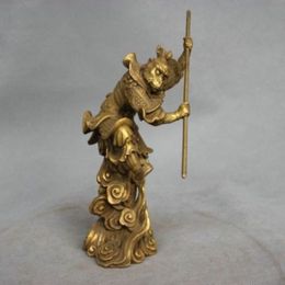 China Myth Bronze Sun Wukong Monkey King Hold Stick Fight Statue266m