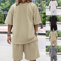 Men's Tracksuits 2024 Summer Europe And The United States Fashion Brand Checkerboard Loose Sports Leisure Two-piece Set