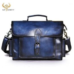 Men Genuine Leather Designer Business Briefcase 13 Laptop Document Case Vintage Commercia Attache Portfolio Crossbody Bag 20241S