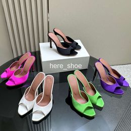 Spool Heels Slippers Designers Sandals Satin Transparent PVC Women Shoes 10.5cm High Heeled Big Size Sandal Designer Shoe 35-40 Woman Pumps with dust bag