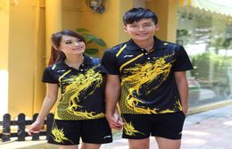 New LiNing MenWomen badminton ShirtsChinese dragon Tennis Polyester fast dry Badminton Shortsmen Table Tennis Sportwear jersey3077167