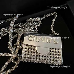 Evening Bags Designer Mini Shimmer Diamond Flap Bags Classic Silver Diamante Metal Lipstick Case Hardware Chain Coins Purse Wallets Luxury Dinner Shiny Crossbody