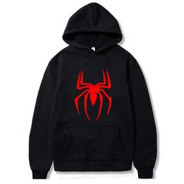 Mens Hoodie Street Fashion Spider Print Sweatshirt Fleece Ladies Casual Funny Loose 240301