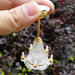 1Pc 1 12 Dollhouse Miniaturescale Ceiling Light Candles LED Lamp Battery/Button Battery Operated Decorative Accessories 240305