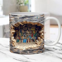 Mugs Ceramic Bookshelf Coffee Cup Creative Room Design 3D Effect Book Library Shelf Mug Gifts For Lovers