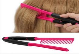 Fashion V Type Hair Straightener Comb DIY Salon Hairdressing Styling Tool Curls Brush Combs 8592867