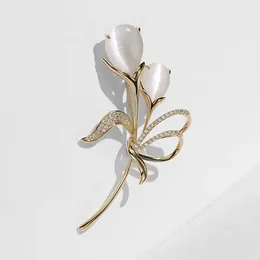 Brooches Elegant Tulip Flower Brooch Bouquet Hijab Pins Female Wedding Accessories Gift