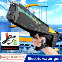 Gun Toys 2024 Full Electric Automatic Water Storage Gun Portable Children Summer Beach Outdoor Fight Fantasy Toys for Boys Kids Game L240311