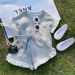 Clothing Sets Clothing Sets Girls Summer TshirtShorts Short Sleeve Children Casual Clothes Suits Girl Kids Sportswear 27Y ldd240311