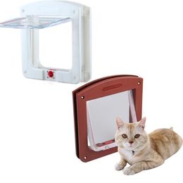 New Durable Plastic 4 Way Locking Magnetic Pet Cat Door Small Dog Kitten Waterproof Flap Safe Gate Safety Supplies244T