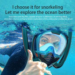 Full Face Snorkel Mask Waterproof Anti-fog Anti-leak Hd Lens Silicone Snorkelling Mask With Storage Bag Underwater Breathing