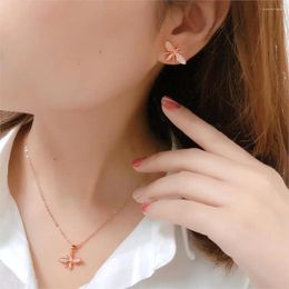 Necklace Earrings Set For Women Lovely Little Bees Austrian Crystals Rose Gold Colour 2PCS Gift Fashion Jewellery S510