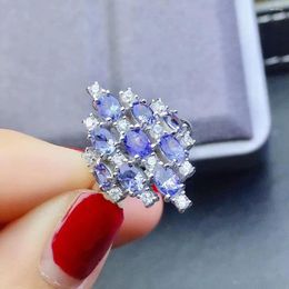 Cluster Rings Arrival Real Natural Tanzanite Ring Wedding Engagement For Women 925 Sterling Silver